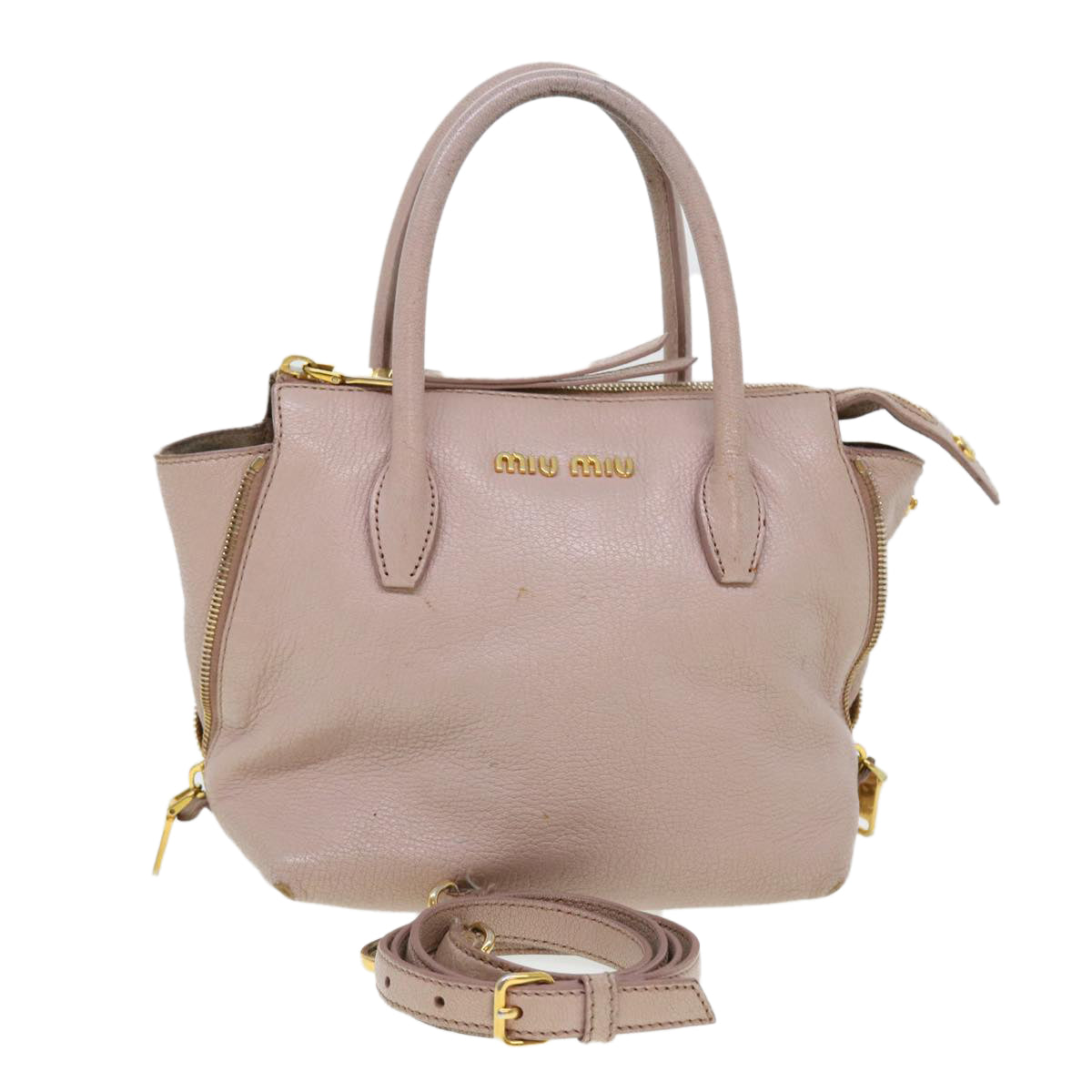 Miu Miu Hand Bag Leather 2way Pink Auth am4258