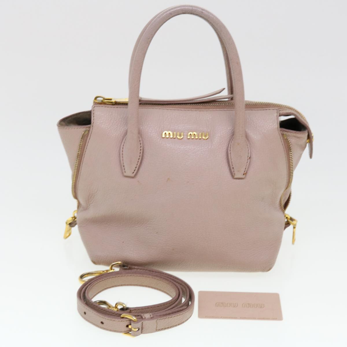 Miu Miu Hand Bag Leather 2way Pink Auth am4258