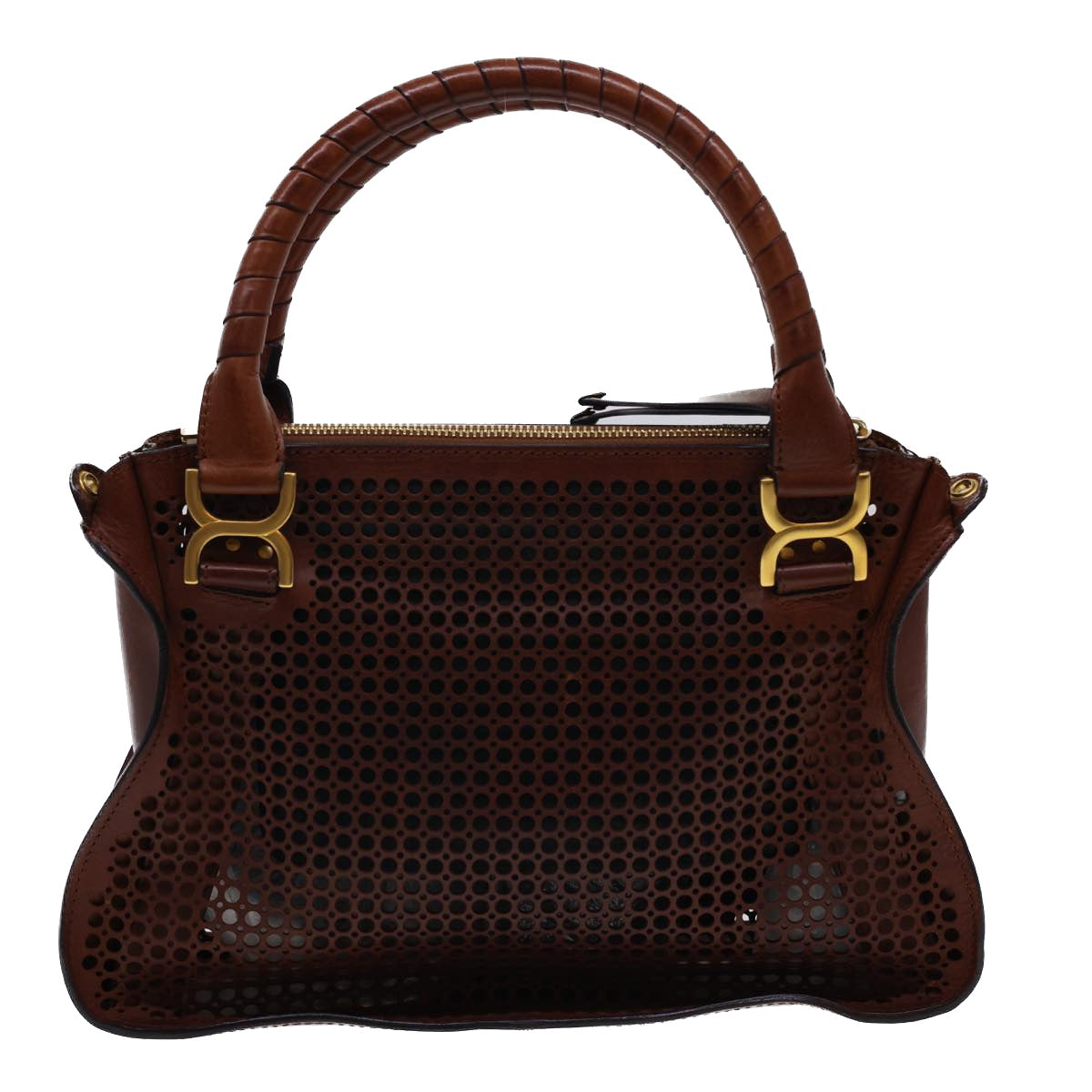 Chloe Punching Mercy Hand Bag Leather 2way Brown Auth am4269