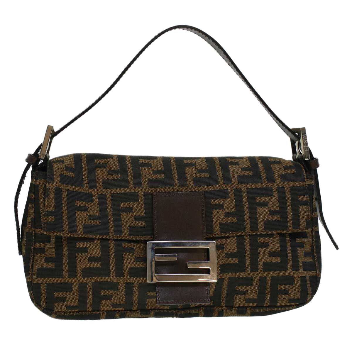 FENDI Zucca Canvas Mamma Baguette Shoulder Bag Brown 2321.26424 Auth am4274