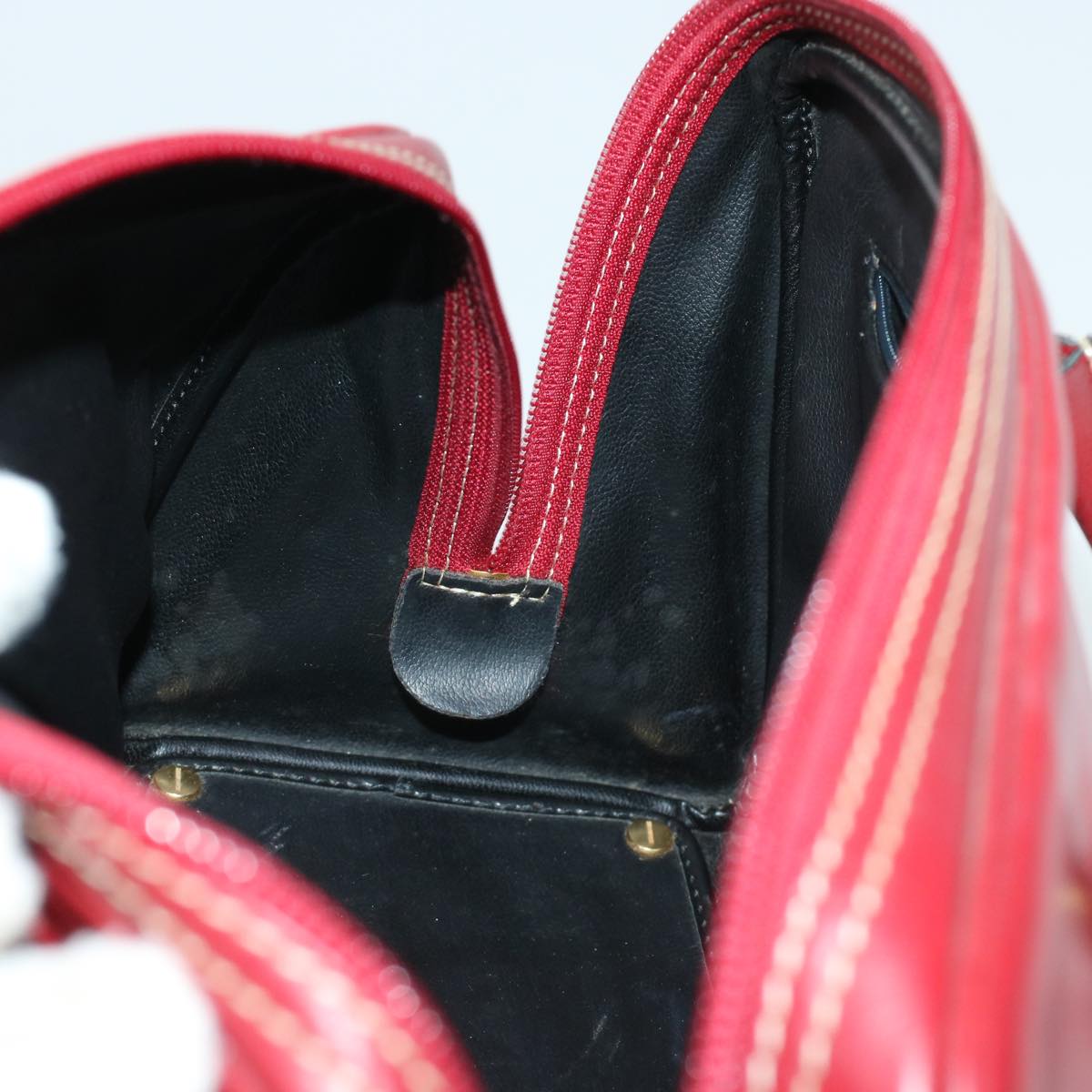 SAINT LAURENT Hand Bag Leather Red Auth am4280