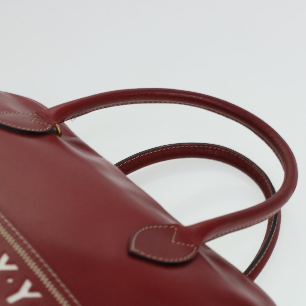 SAINT LAURENT Hand Bag Leather Red Auth am4280