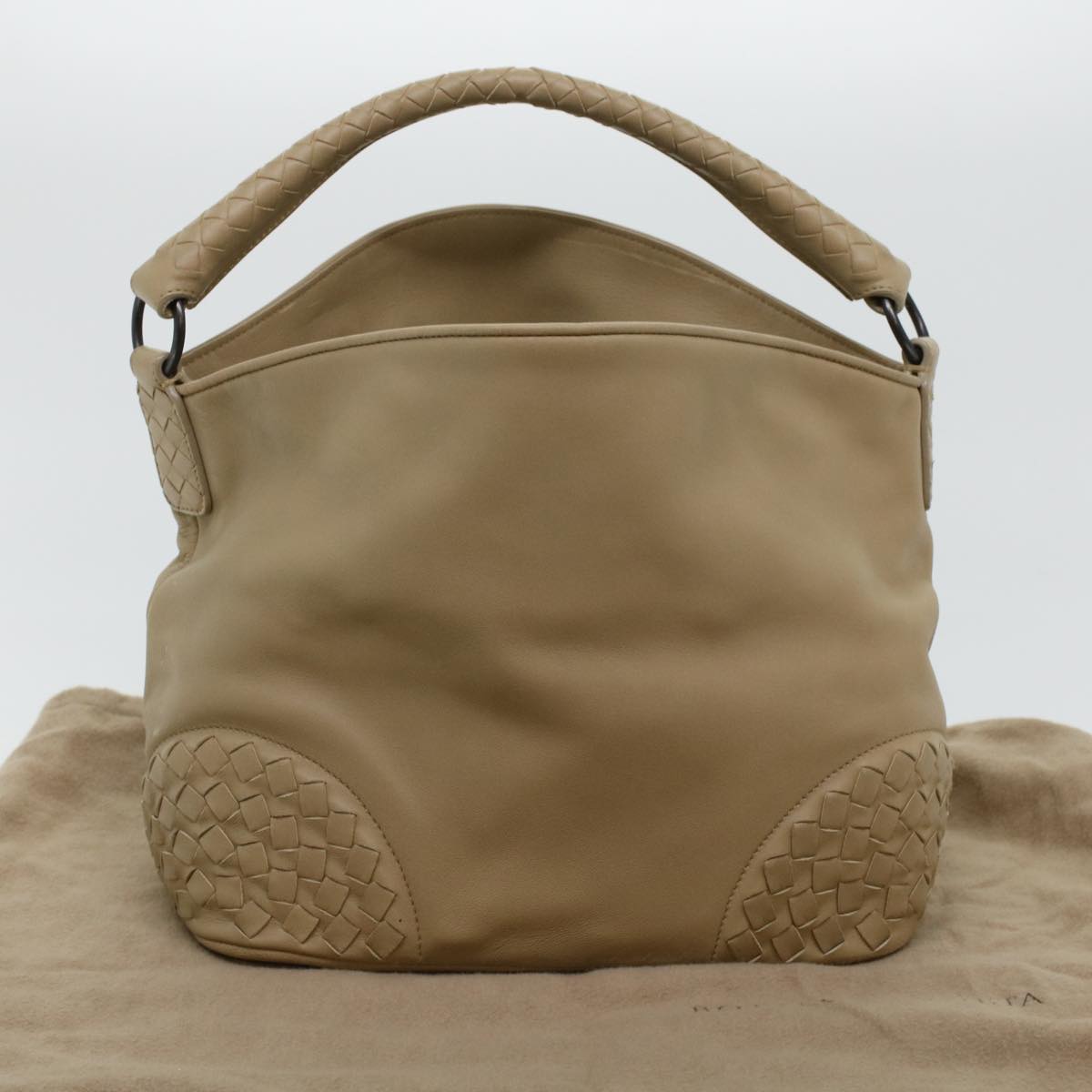BOTTEGAVENETA Shoulder Bag Leather Beige Auth am4282