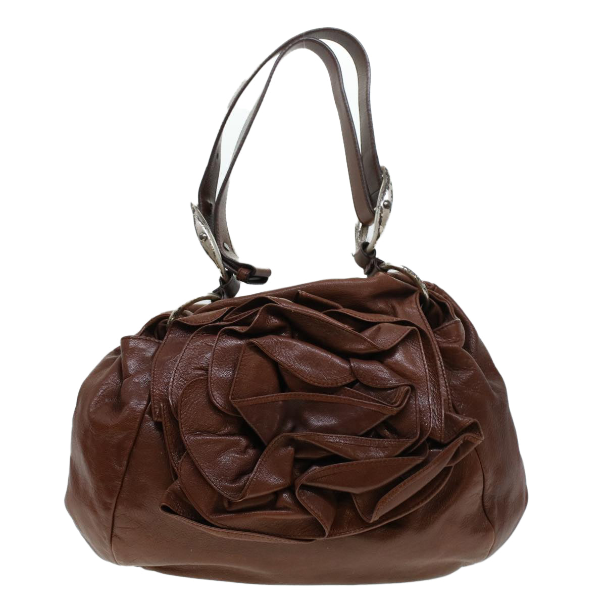 SAINT LAURENT Shoulder Bag Leather Brown 112878 Auth am4283