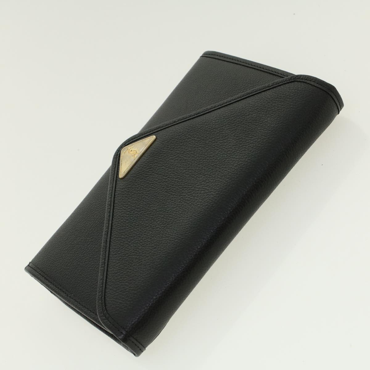 SAINT LAURENT Clutch Bag Leather Black Auth am4302