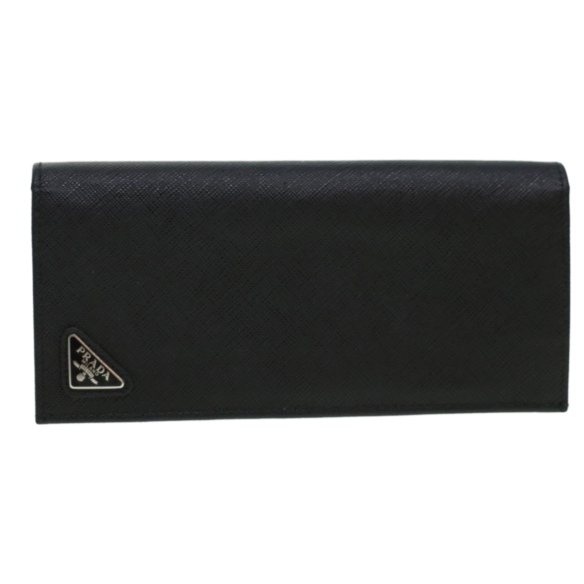 PRADA Long Wallet Safiano leather Black Auth am4313