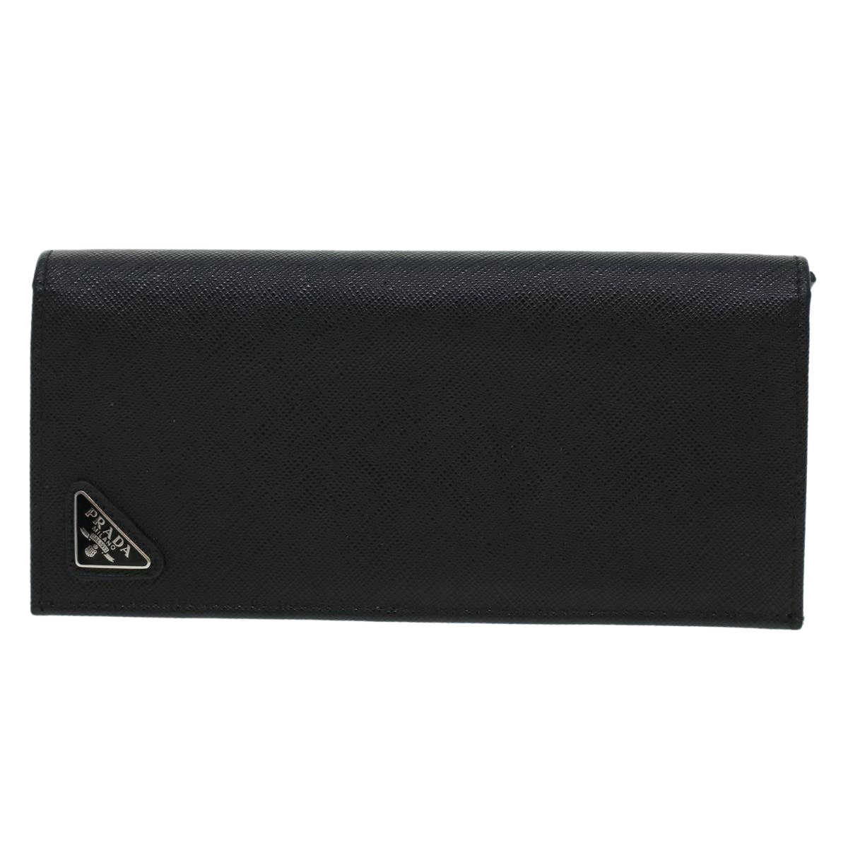 PRADA Long Wallet Safiano leather Black Auth am4313