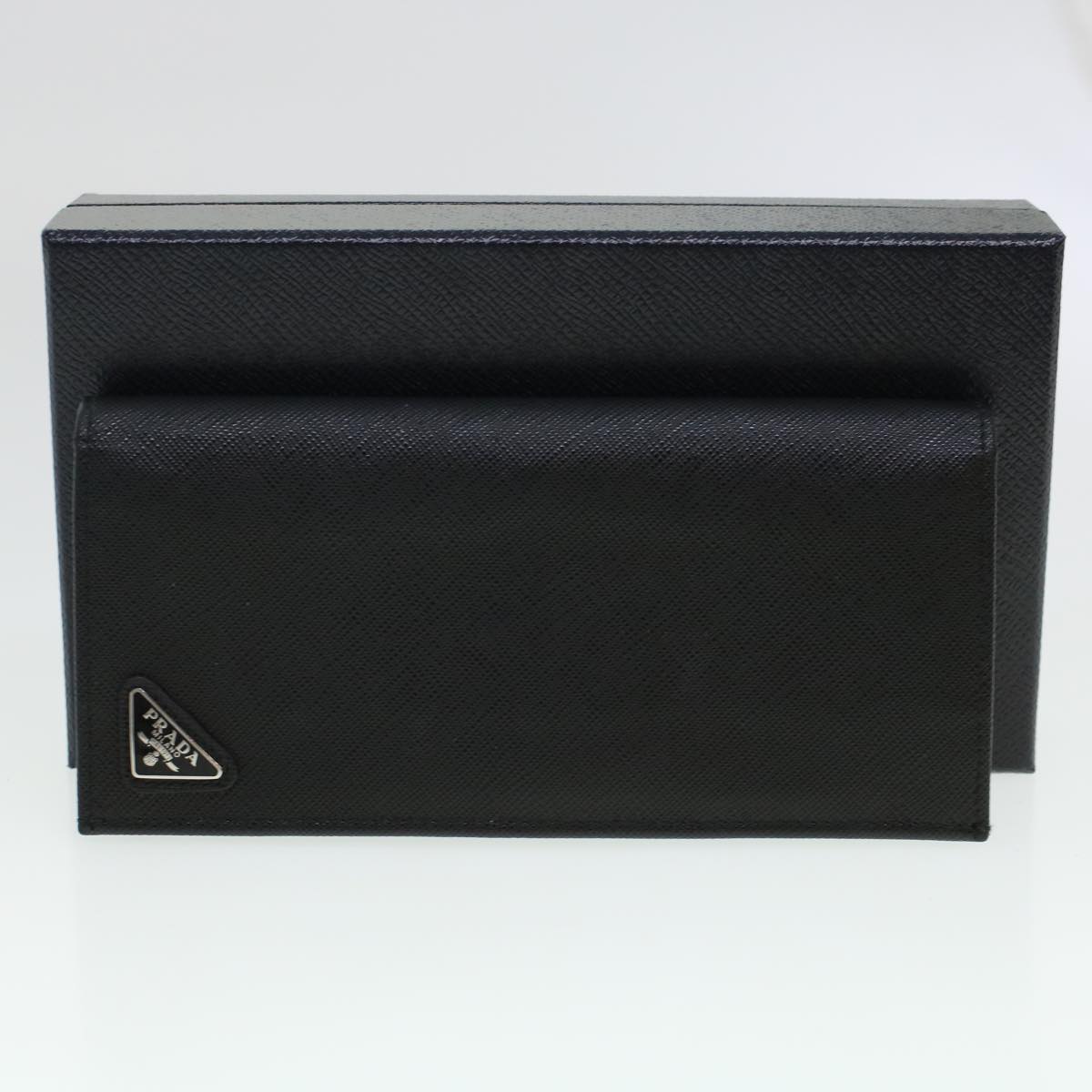 PRADA Long Wallet Safiano leather Black Auth am4313