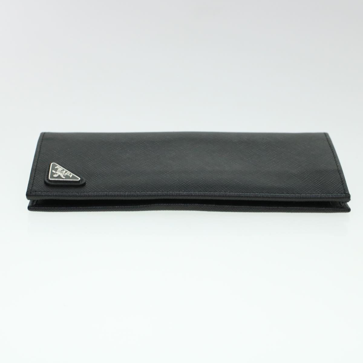 PRADA Long Wallet Safiano leather Black Auth am4313