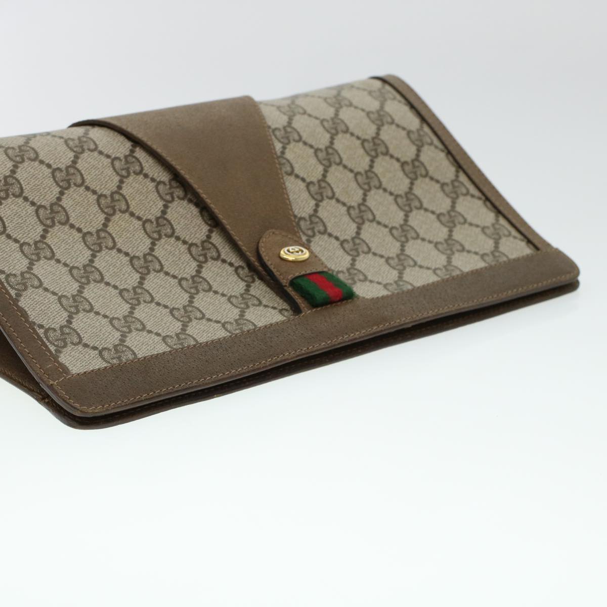 GUCCI GG Canvas Web Sherry Line Clutch Bag Beige Red Green 8901033 Auth am4321