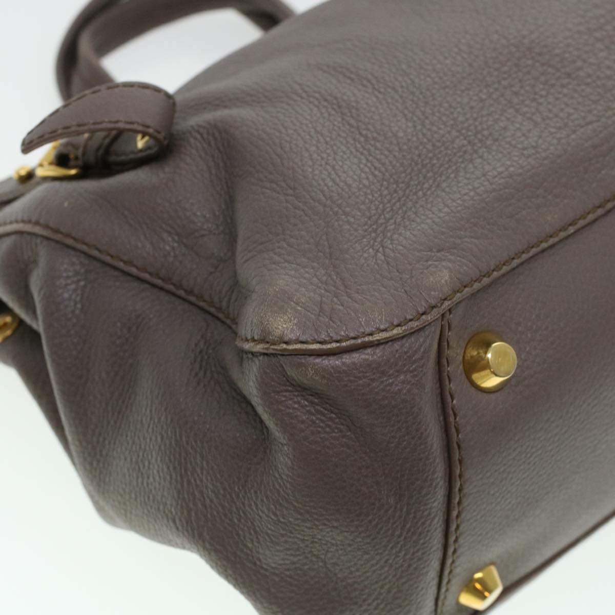Miu Miu Hand Bag Leather 2way Gray Auth am4332