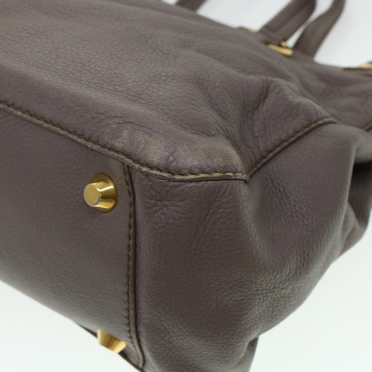 Miu Miu Hand Bag Leather 2way Gray Auth am4332