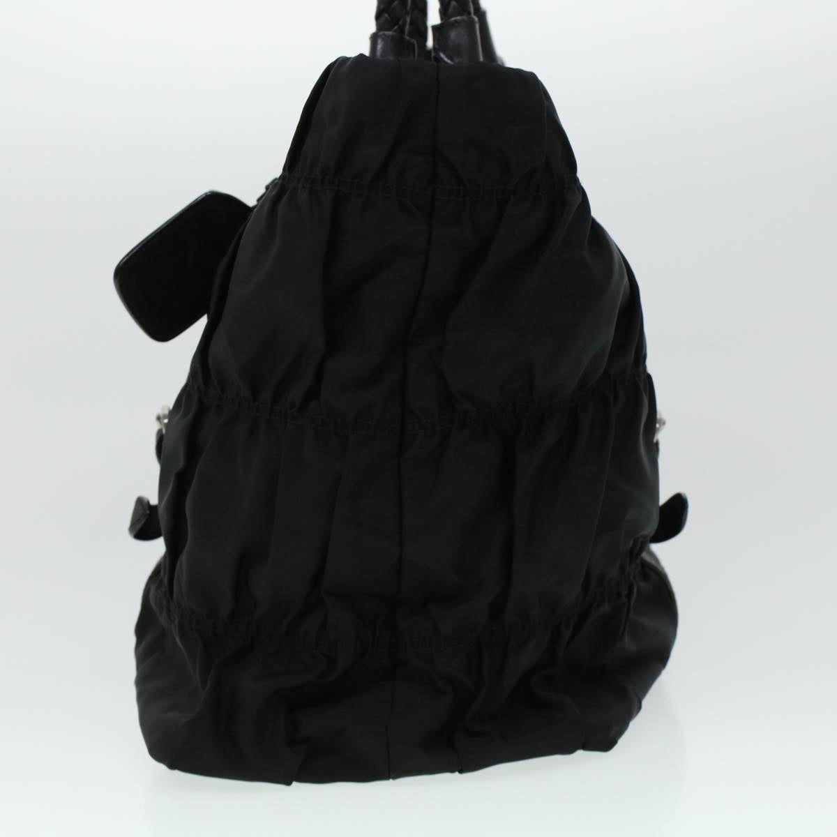 PRADA Tote Bag Nylon Black Auth am4348