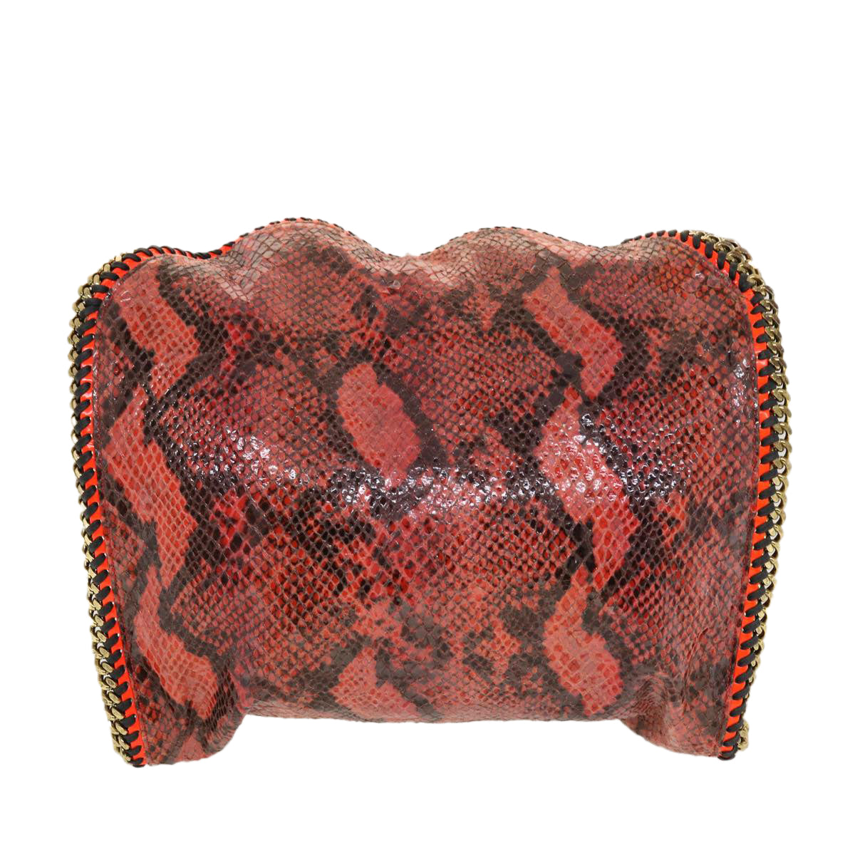 Stella MacCartney Python Chain Shoulder Bag Leather Red Auth am4359