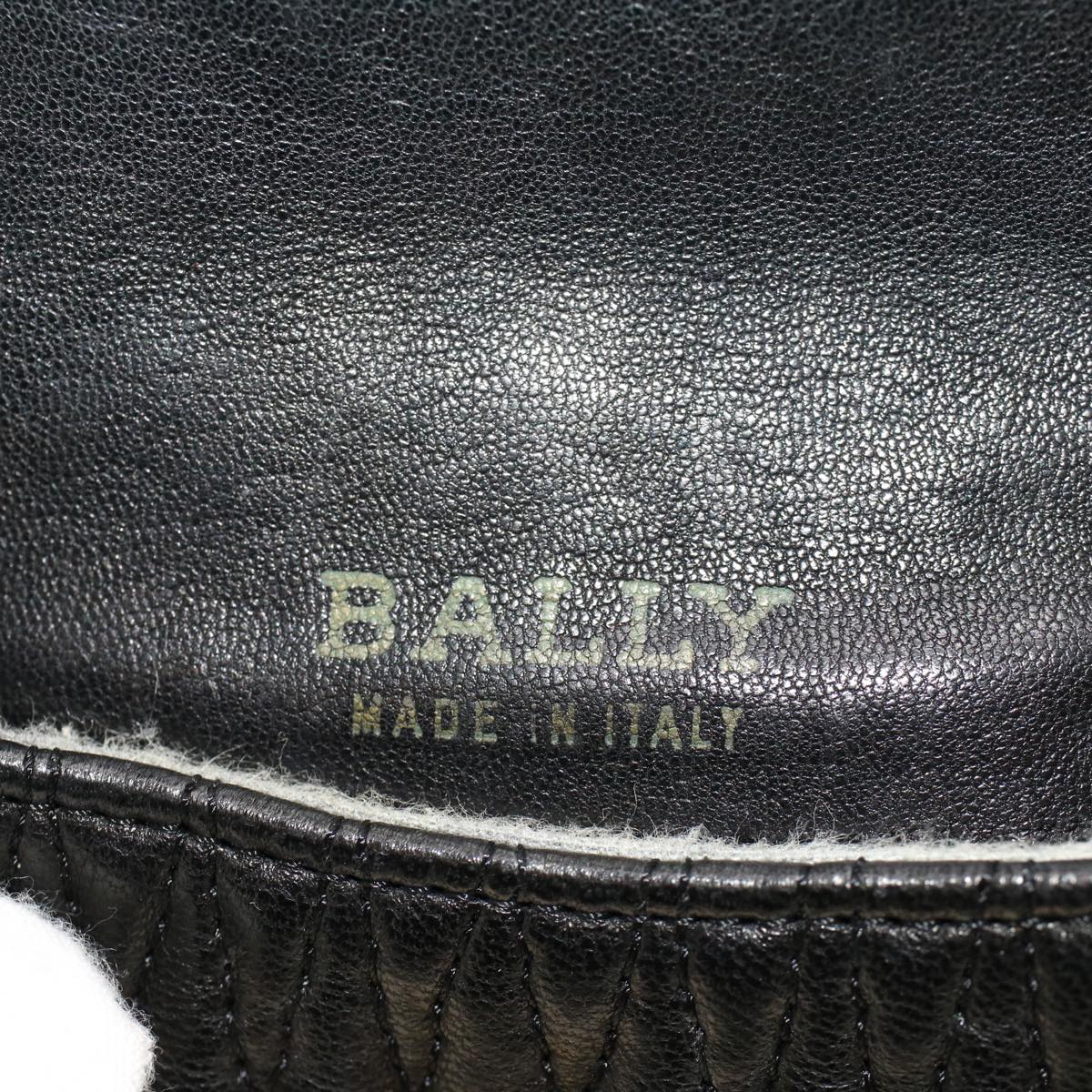 BALLY Chain Shoulder Bag Leather Black Auth am4369