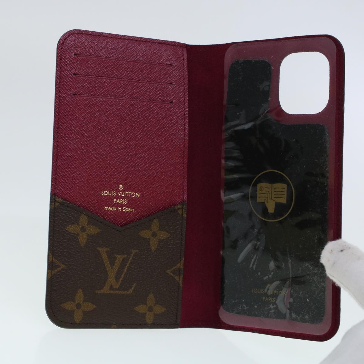 LOUIS VUITTON Monogram Folio iphone 11 Case Fuchsia M69678 LV Auth am4370