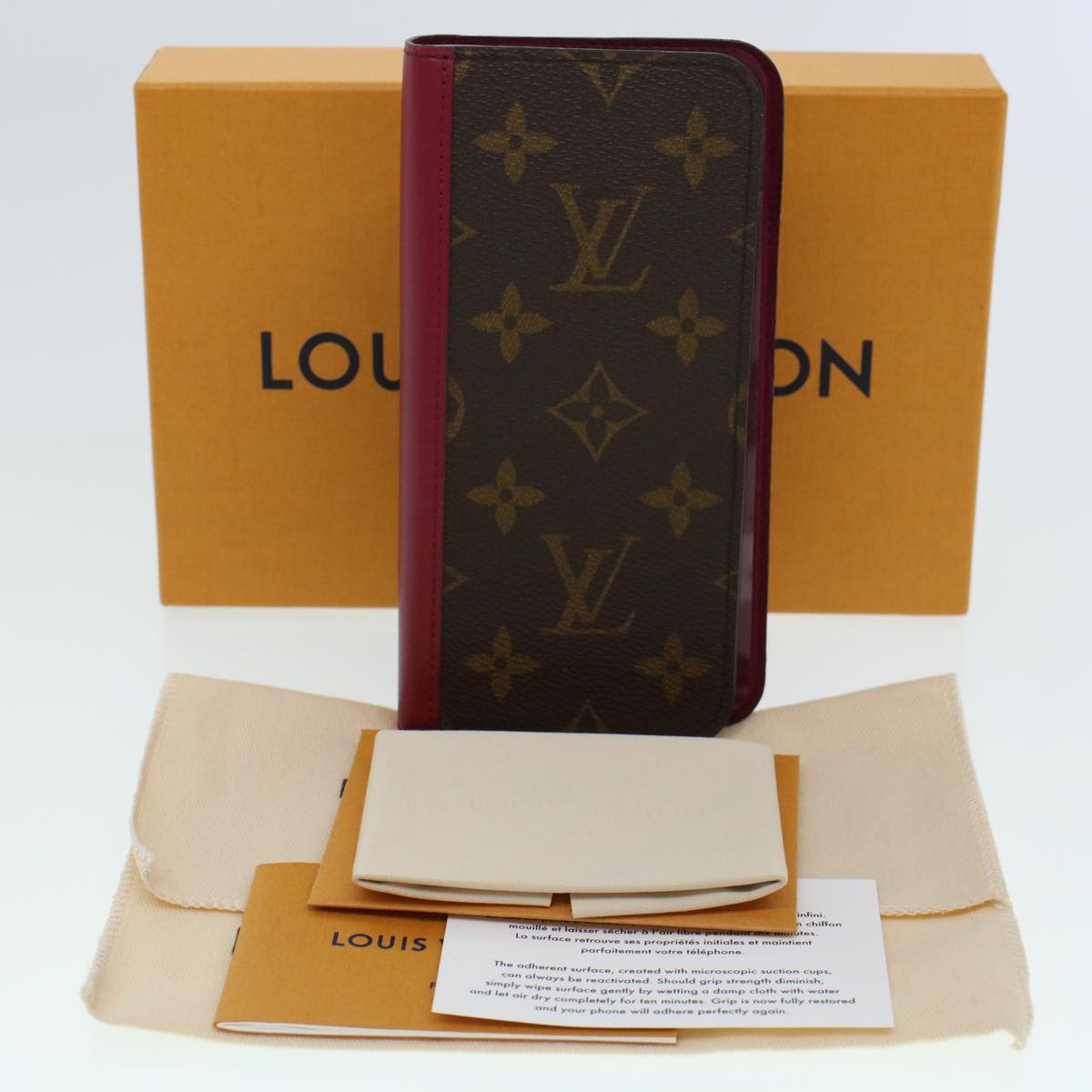 LOUIS VUITTON Monogram Folio iphone 11 Case Fuchsia M69678 LV Auth am4370