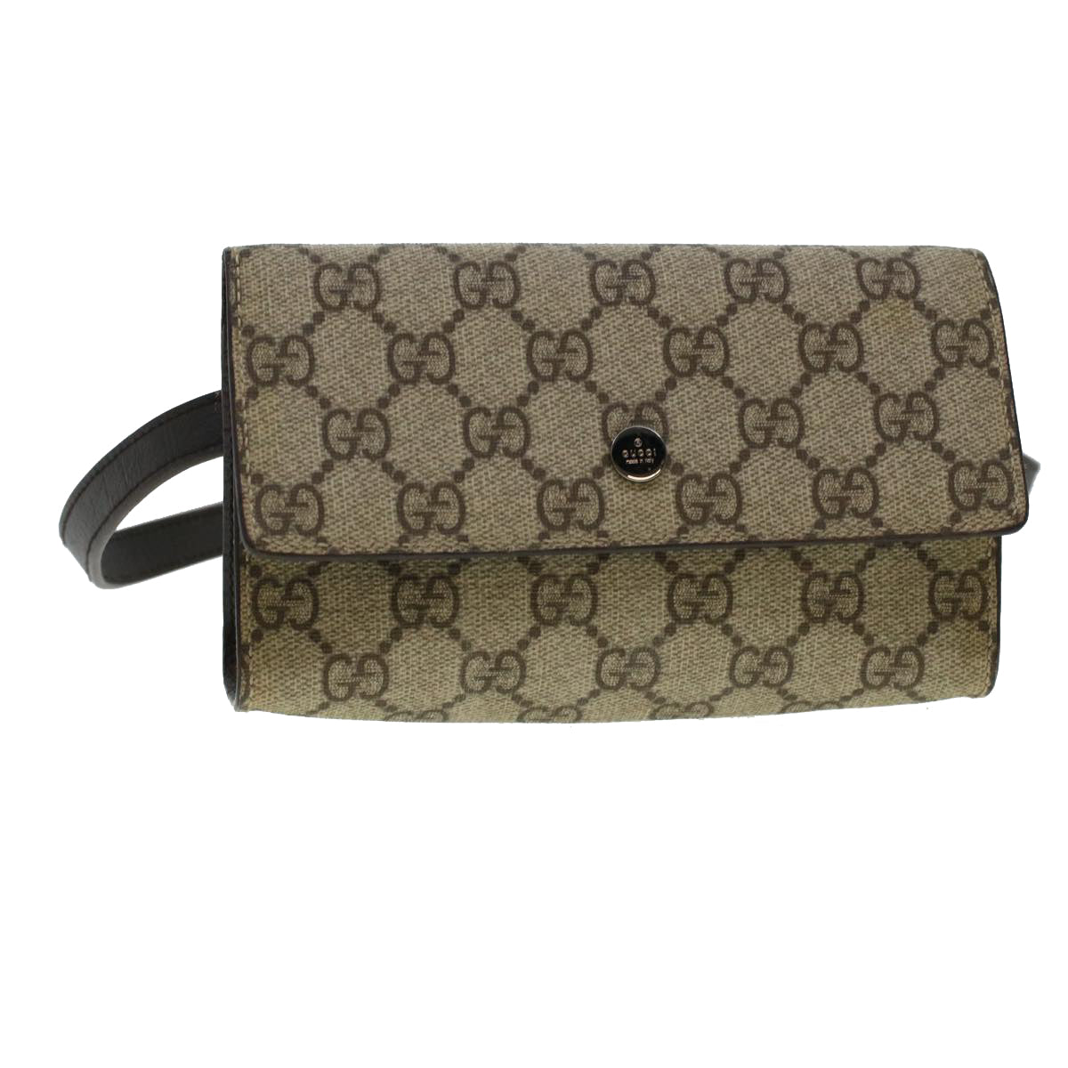 GUCCI GG Canvas Waist Bag PVC Leather Beige 137376 Auth am4371