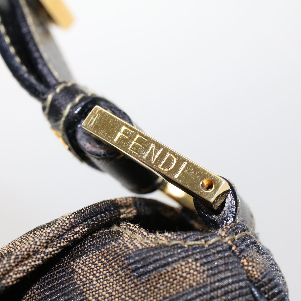 FENDI Zucca Canvas Shoulder Bag Brown Auth am4375