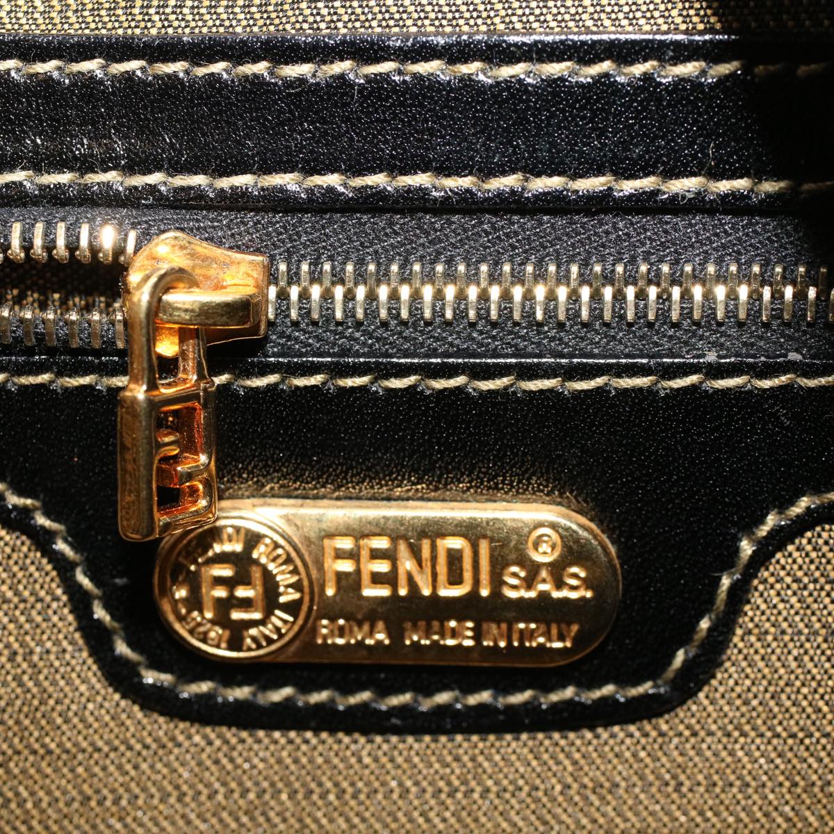 FENDI Zucca Canvas Shoulder Bag Brown Auth am4375