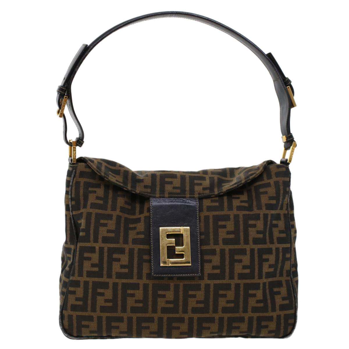 FENDI Zucca Canvas Shoulder Bag Brown Auth am4375