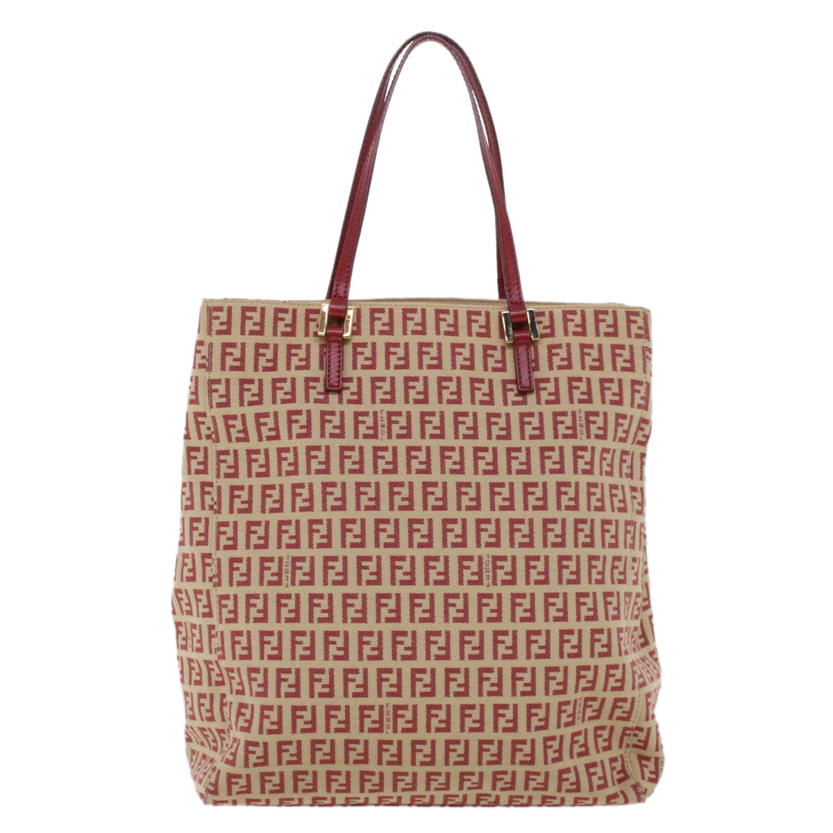 FENDI Zucchino Canvas Tote Bag Red Auth am4379 - 0