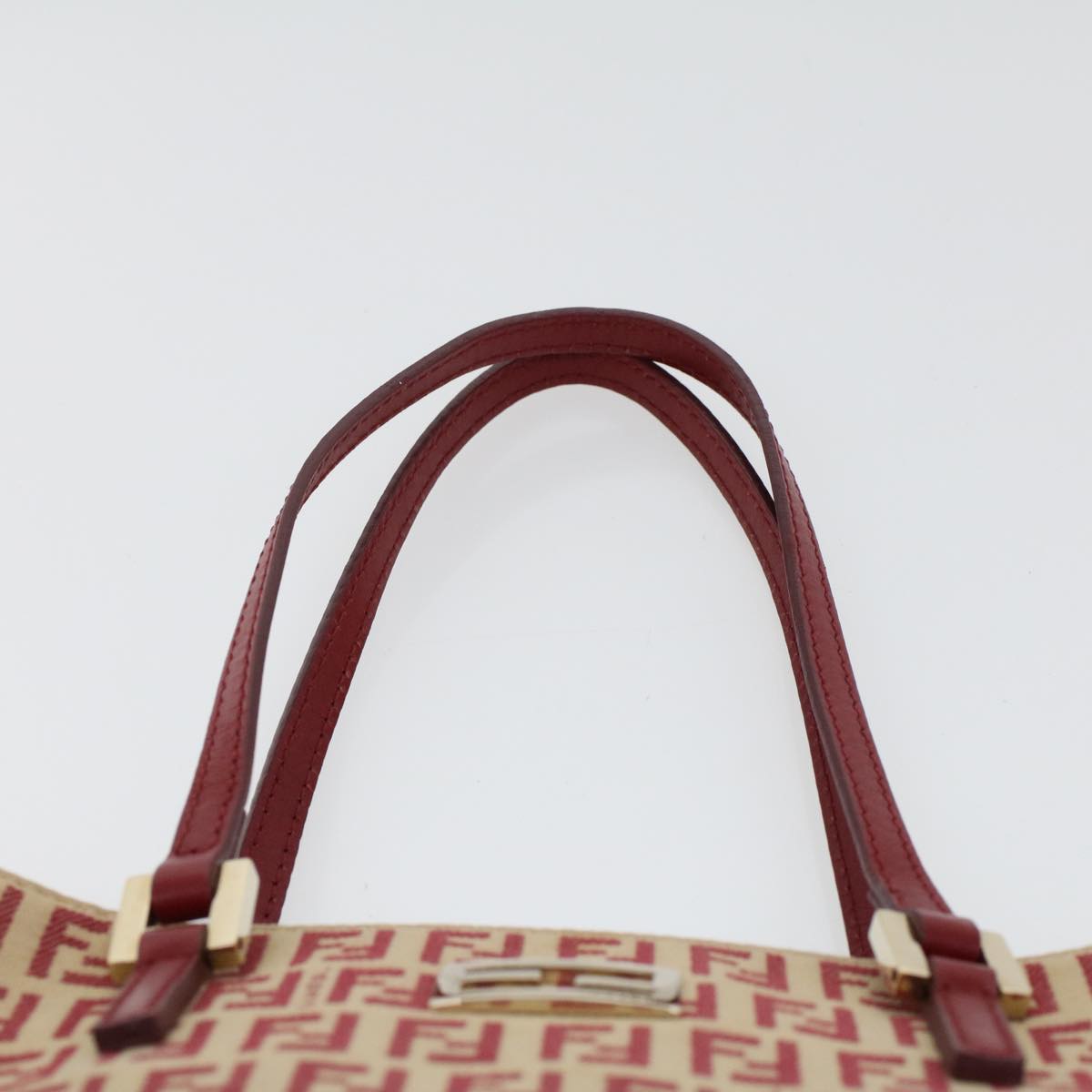 FENDI Zucchino Canvas Tote Bag Red Auth am4379