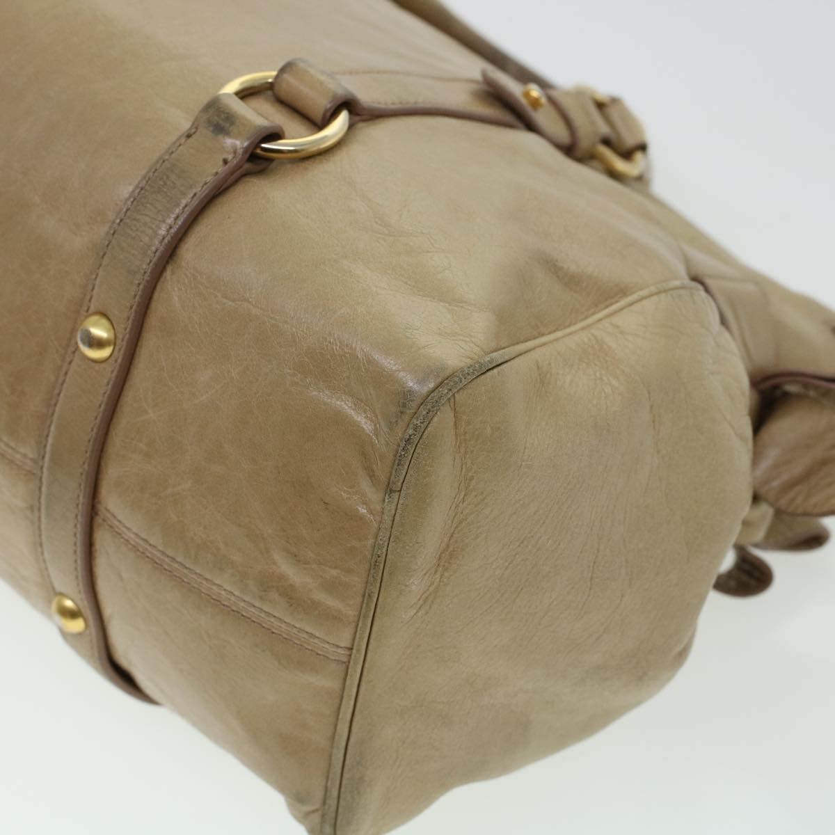 Miu Miu Shoulder Bag Leather 2way Beige Auth am4381