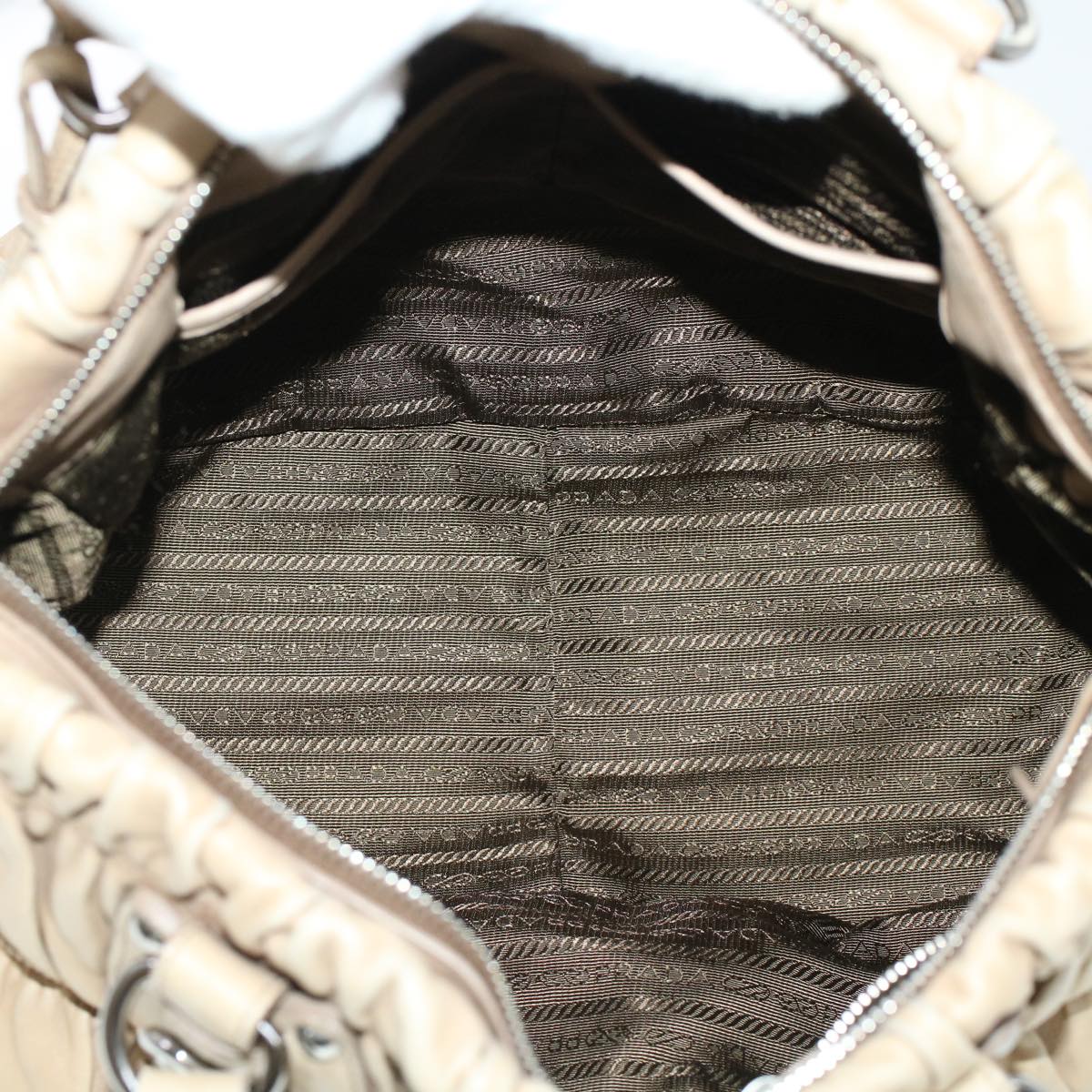 PRADA Shoulder Bag Leather 2way Beige Auth am4393