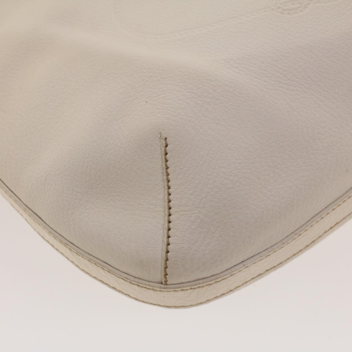 PRADA Shoulder Bag Leather White Auth am4394
