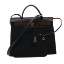 HERMES Herbag Zip PM Hand Bag Canvas 2way Black Auth am4398-1