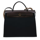 HERMES Herbag Zip PM Hand Bag Canvas 2way Black Auth am4398-13