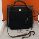 HERMES Herbag Zip PM Hand Bag Canvas 2way Black Auth am4398-12