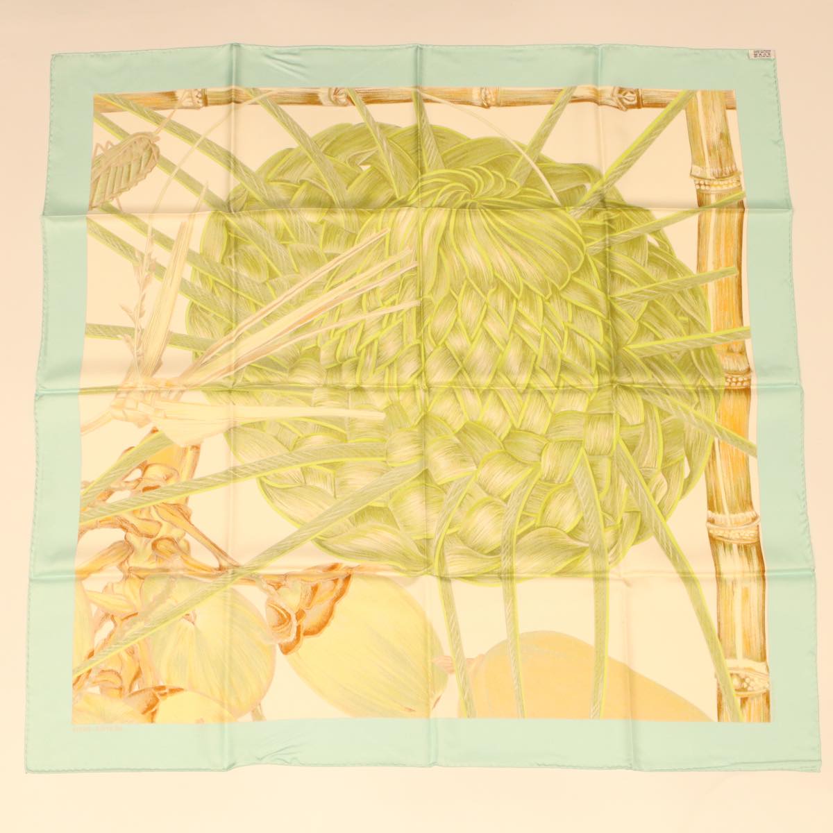 HERMES Carre90 Scarf Silk Green Auth am4399