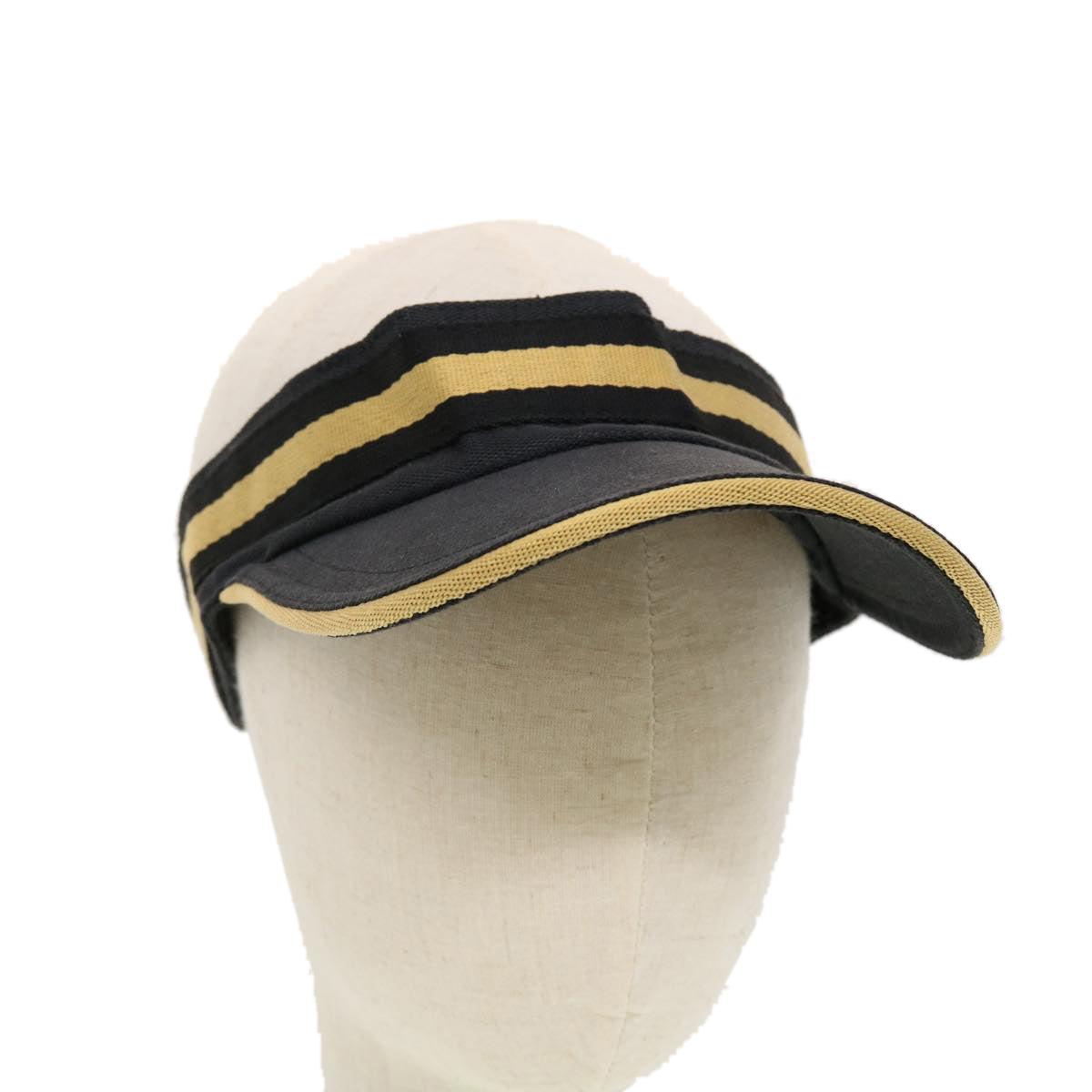 GUCCI GG Canvas Sherry Line Sun Visor S Black Gold 139315 Auth am4449