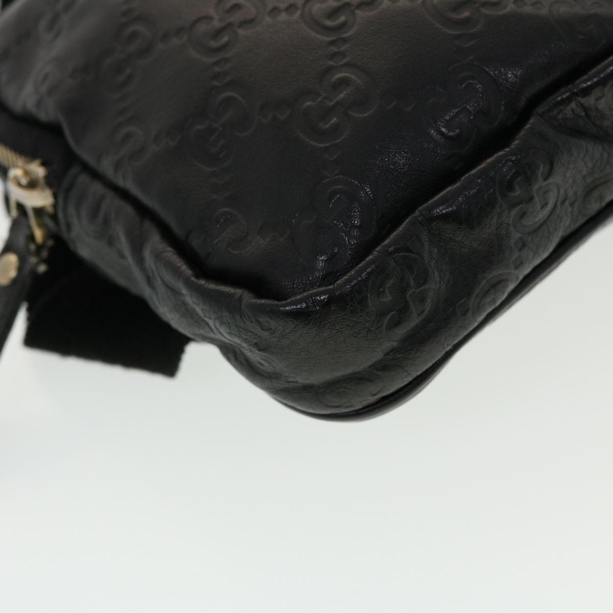 GUCCI GG Canvas Guccissima Waist bag Black 246417 Auth am4450