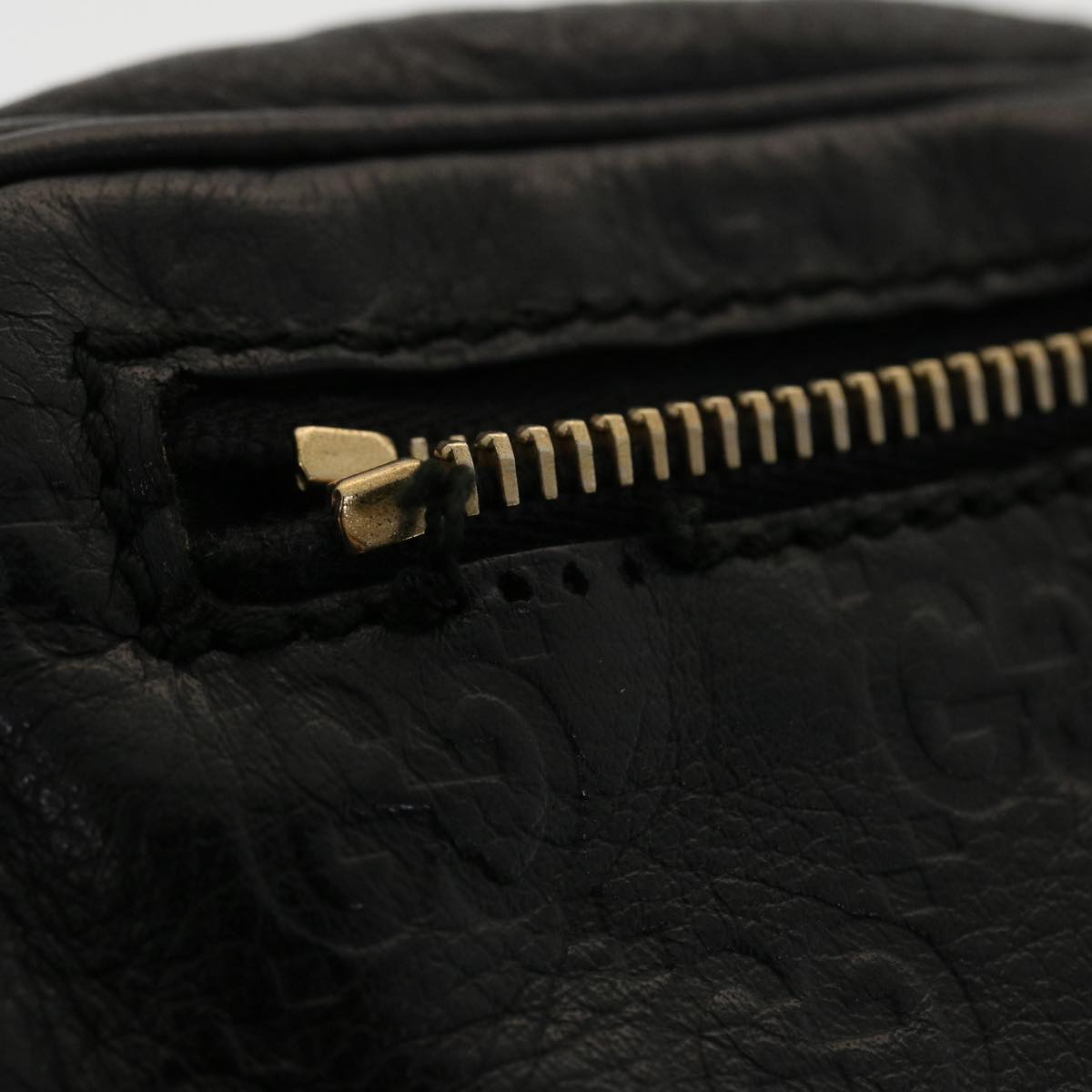 GUCCI GG Canvas Guccissima Waist bag Black 246417 Auth am4450