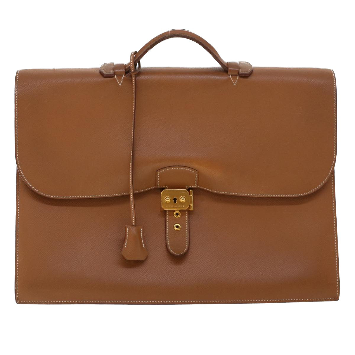 HERMES Sac Adepeche Business Bag Leather Brown Auth am4465