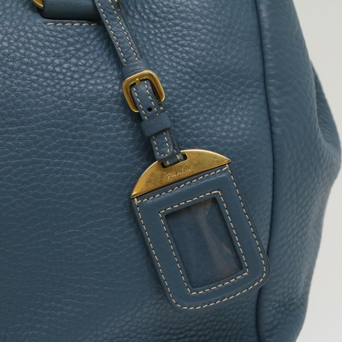 PRADA Hand Bag Leather 2way Shoulder Bag Blue Auth am4466