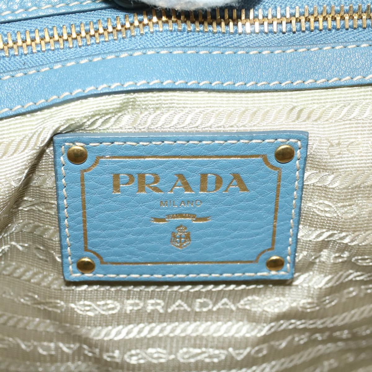 PRADA Hand Bag Leather 2way Shoulder Bag Blue Auth am4466