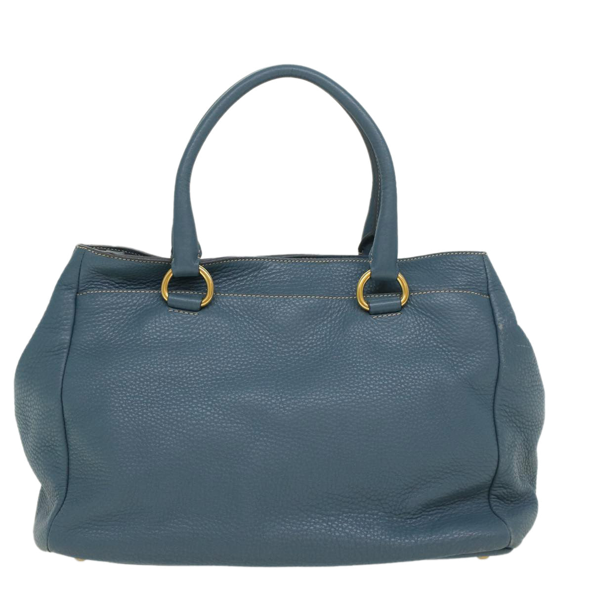 PRADA Hand Bag Leather 2way Shoulder Bag Blue Auth am4466 - 0
