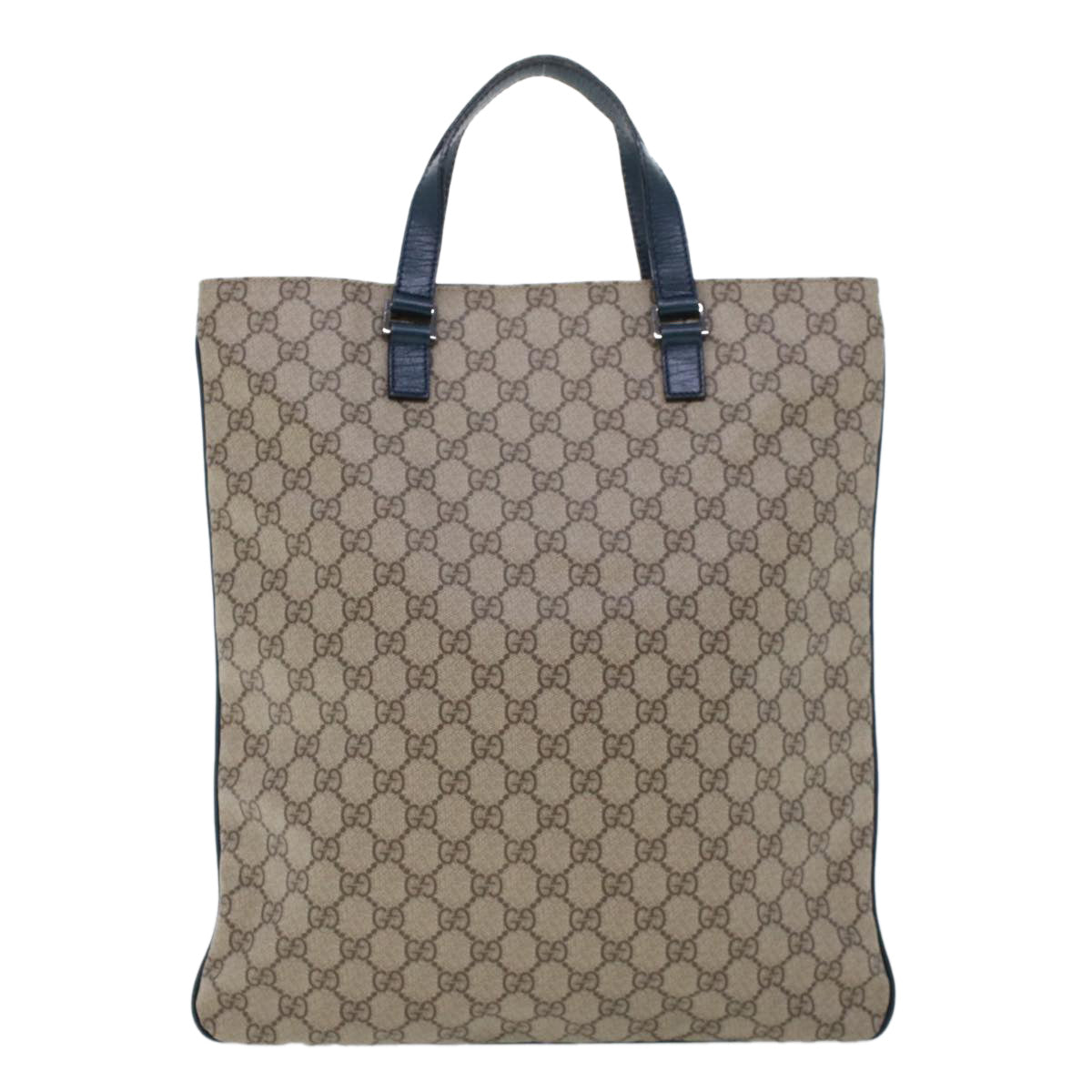 GUCCI GG Canvas Tote Bag PVC Leather Beige Auth am4470