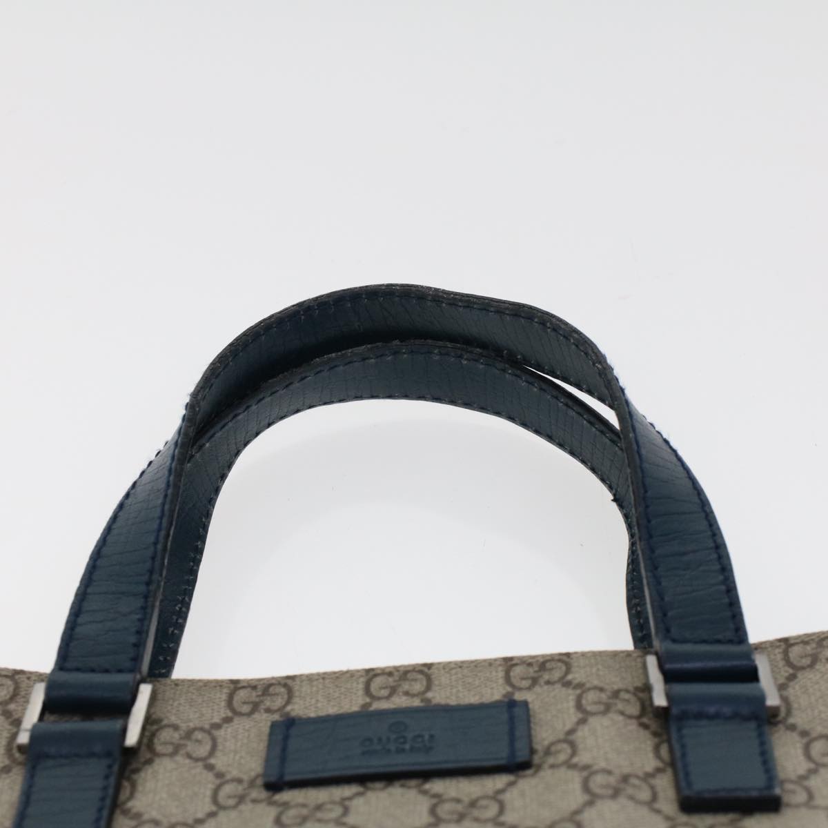 GUCCI GG Canvas Tote Bag PVC Leather Beige Auth am4470