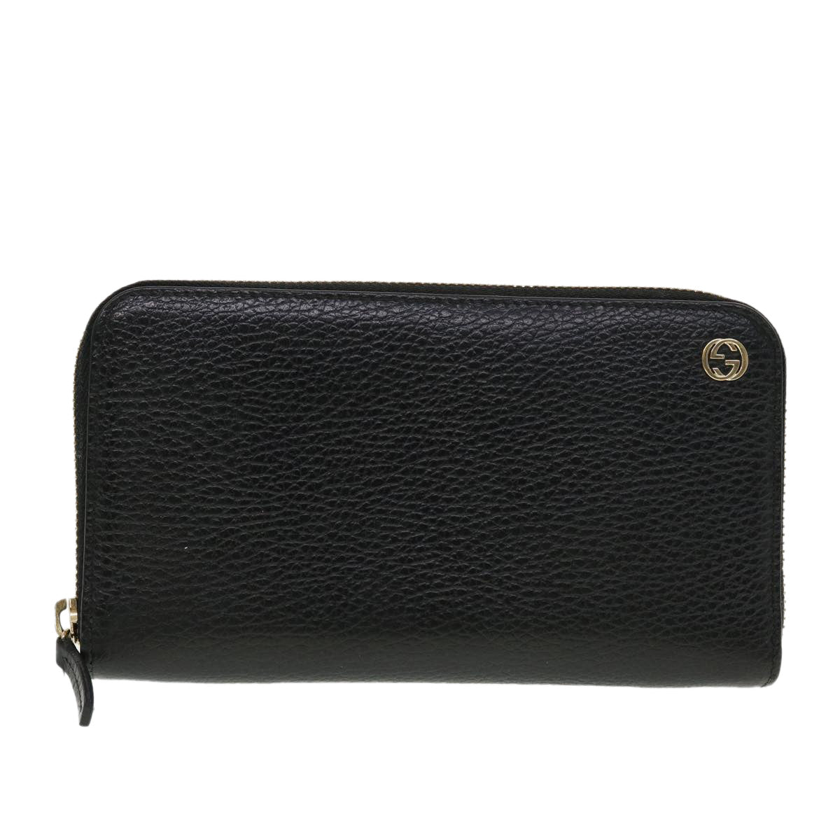 GUCCI Interlocking Long Wallet Leather Black Auth am4502