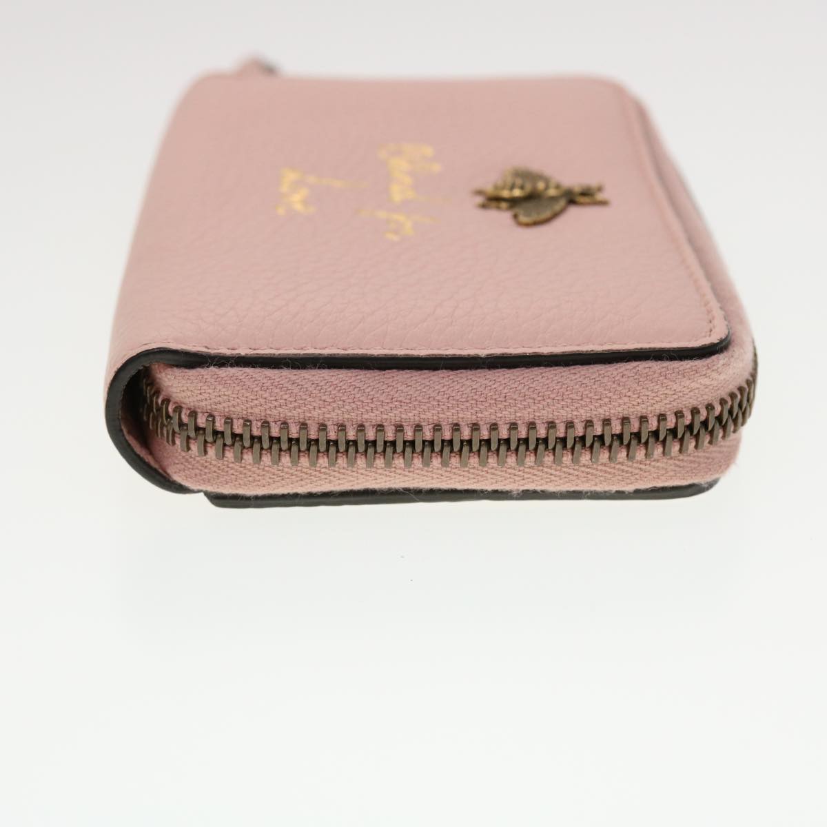 GUCCI Animalie Card Case Leather Pink 546590 Auth am4503