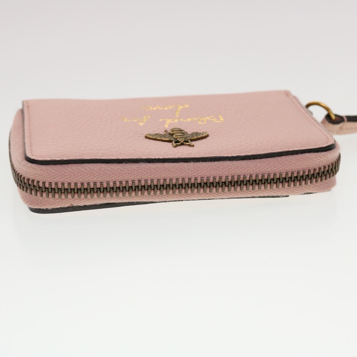 GUCCI Animalie Card Case Leather Pink 546590 Auth am4503