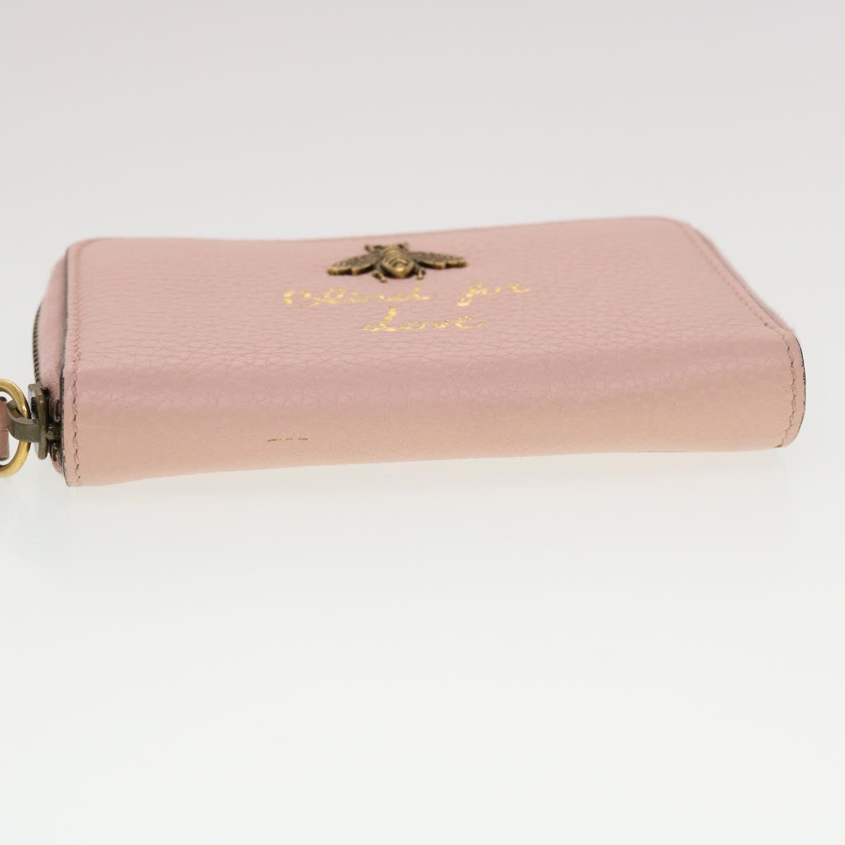 GUCCI Animalie Card Case Leather Pink 546590 Auth am4503