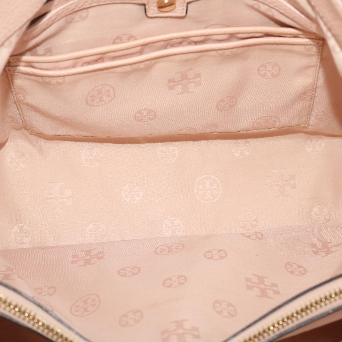 TORY BURCH Tote Bag Leather Pink Auth am4505