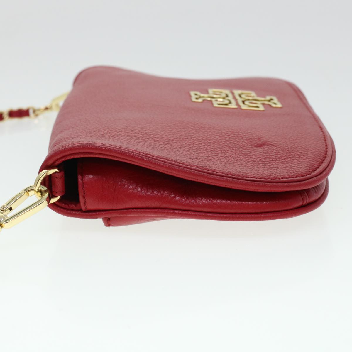 TORY BURCH Chain Shoulder Bag Leather Red HSP037 Auth am4539