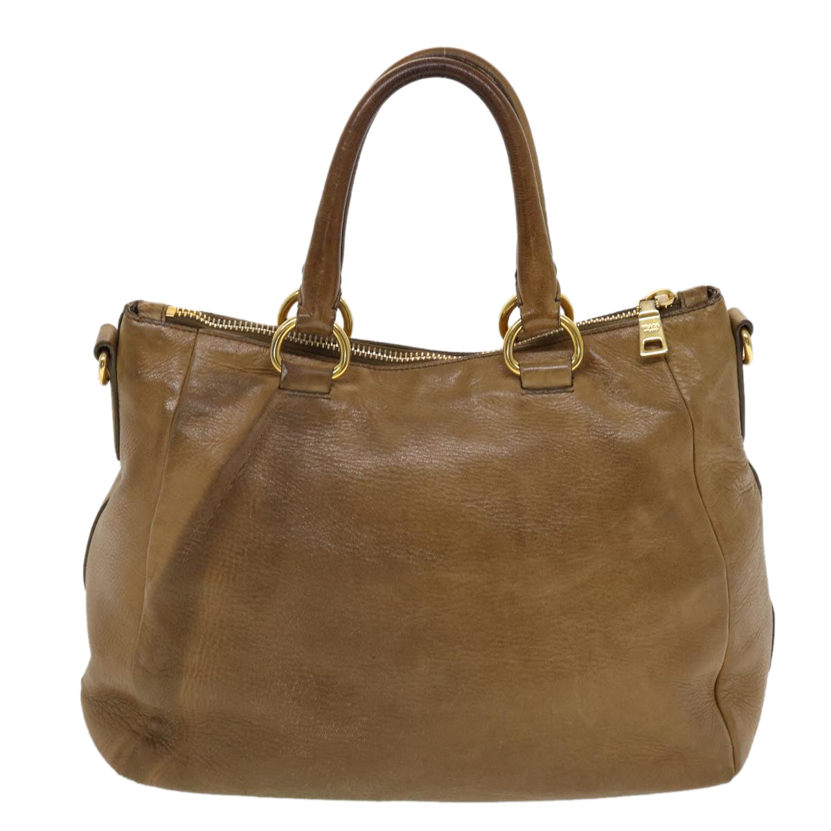 PRADA Hand Bag Leather 2way Brown Auth am4563 - 0
